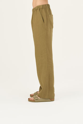 Linen Tales Closet Olive Khaki Linen Sensus Trousers - Linen Tales B2B 4