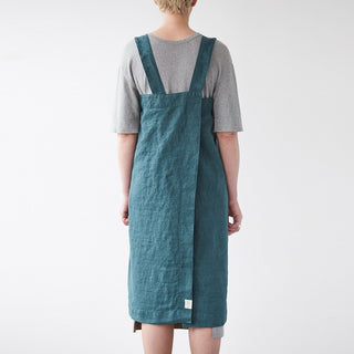 Linen Tales Deep Water Linen Pinafore Apron - Linen Tales B2B 