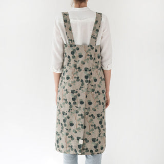 Linen Tales Eucalyptus on Light Natural Linen Pinafore Apron - Linen Tales B2B 3