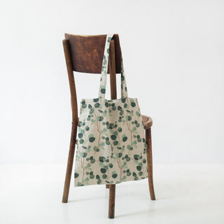 Linen Tales Eucalyptus on Light Natural Linen Tote Bag - Linen Tales B2B 