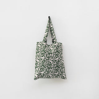 Linen Tales Evergreen Damask on Light Natural Linen Tote Bag - Linen Tales B2B 