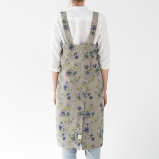 Linen Tales Flowers on Light Natural Linen Pinafore Apron - Linen Tales B2B 3