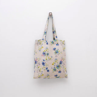 Linen Tales Flowers on Light Natural Linen Tote Bag - Linen Tales B2B 