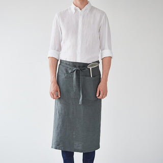 Linen Tales Forest Green Linen Garcon Apron - Linen Tales B2B 