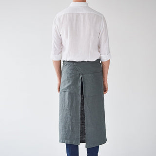 Linen Tales Forest Green Linen Garcon Apron - Linen Tales B2B 