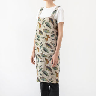 Linen Tales Golden Fall on Dark Natural Linen Pinafore Apron - Linen Tales B2B 