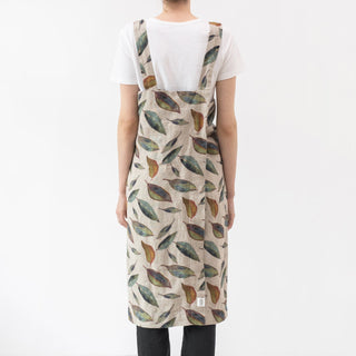 Linen Tales Golden Fall on Dark Natural Linen Pinafore Apron - Linen Tales B2B 3