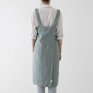 Linen Tales Green Milieu Linen Pinafore Apron - Linen Tales B2B 