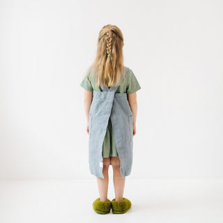 Linen Tales Kids Blue Fog Linen Pinafore Apron - Linen Tales B2B 6
