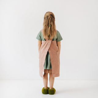 Linen Tales Kids Cafe Creme Linen Pinafore Apron - Linen Tales B2B 5