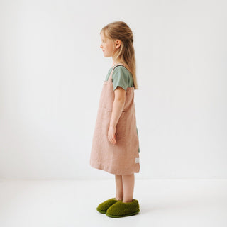 Linen Tales Kids Cafe Creme Linen Pinafore Apron - Linen Tales B2B 4