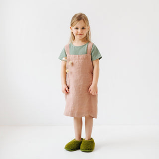 Linen Tales Kids Cafe Creme Linen Pinafore Apron - Linen Tales B2B 