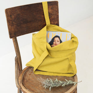 Linen Tales Lemon Curry Linen Tote Bag - Linen Tales B2B 2