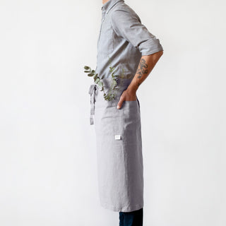 Linen Tales Light Grey Linen Garcon Apron - Linen Tales B2B 