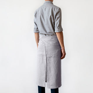 Linen Tales Light Grey Linen Garcon Apron - Linen Tales B2B 3
