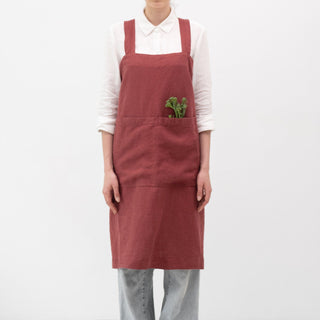 Linen Tales Marsala Linen Pinafore Apron - Linen Tales B2B 