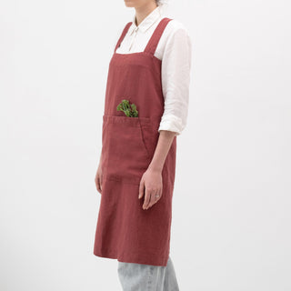 Linen Tales Marsala Linen Pinafore Apron - Linen Tales B2B 