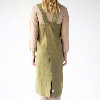 Linen Tales Martini Olive Linen Pinafore Apron - Linen Tales B2B 