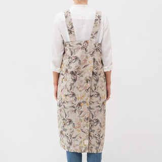 Linen Tales Meadow on Light Natural Linen Pinafore Apron - Linen Tales B2B 