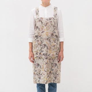 Linen Tales Meadow on Light Natural Linen Pinafore Apron - Linen Tales B2B 