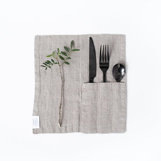 Linen Tales Natural Linen Cutlery Pocket Set of 2 - Linen Tales B2B 