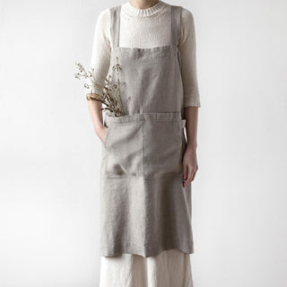 Linen Tales Natural Linen Pinafore Apron - Linen Tales B2B 