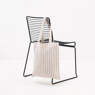 Linen Tales Natural White Stripes Linen Tote Bag - Linen Tales B2B 4