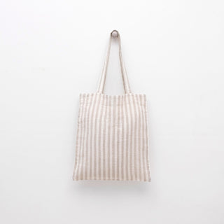 Linen Tales Natural White Stripes Linen Tote Bag - Linen Tales B2B 3