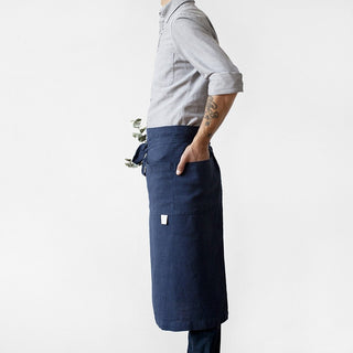 Linen Tales Navy Linen Garcon Apron - Linen Tales B2B 3