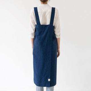 Linen Tales Navy Linen Pinafore Apron - Linen Tales B2B 