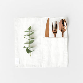 Linen Tales Off - White Linen Cutlery Pocket Set of 2 - Linen Tales B2B 