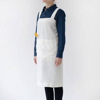 Linen Tales Off - White Linen Pinafore Apron - Linen Tales B2B 