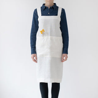 Linen Tales Off - White Linen Pinafore Apron - Linen Tales B2B 