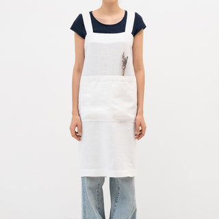 Linen Tales Optical White Linen Pinafore Apron - Linen Tales B2B 