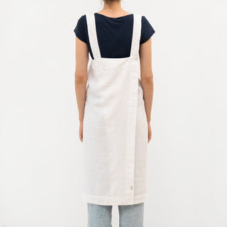 Linen Tales Optical White Linen Pinafore Apron - Linen Tales B2B 3