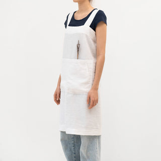 Linen Tales Optical White Linen Pinafore Apron - Linen Tales B2B 