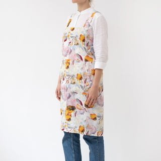 Linen Tales Orange Flow Linen Pinafore Apron - Linen Tales B2B 