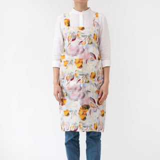 Linen Tales Orange Flow Linen Pinafore Apron - Linen Tales B2B 