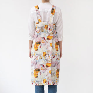 Linen Tales Orange Flow Linen Pinafore Apron - Linen Tales B2B 3