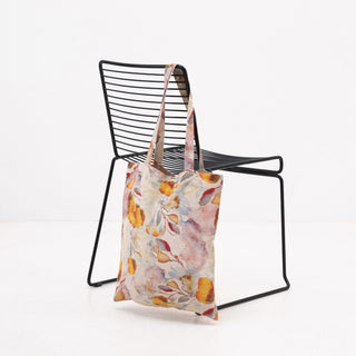 Linen Tales Orange Flow on Light Natural Linen Tote Bag - Linen Tales B2B 