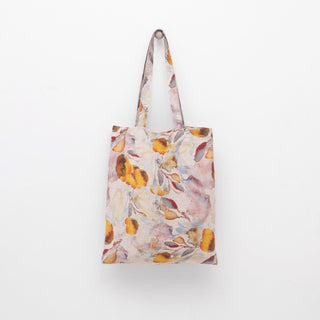 Linen Tales Orange Flow on Light Natural Linen Tote Bag - Linen Tales B2B 