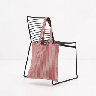 Linen Tales Red Natural Stripes Linen Tote Bag - Linen Tales B2B 
