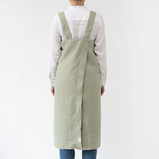 Linen Tales Sage Linen Pinafore Apron - Linen Tales B2B 3