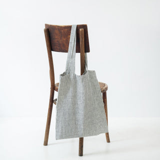 Linen Tales Thin Black Stripe Linen Tote Bag - Linen Tales B2B 1