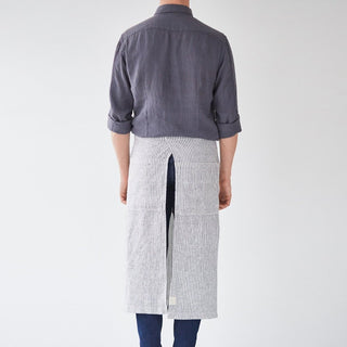 Linen Tales Thin Black Stripes Linen Garcon Apron - Linen Tales B2B 3
