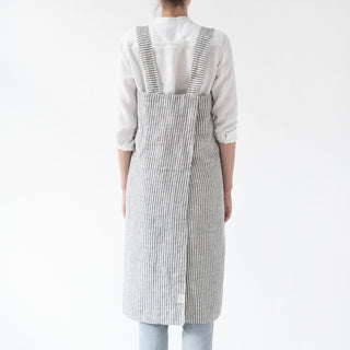 Linen Tales Thin Black Stripes Linen Pinafore Apron - Linen Tales B2B 3