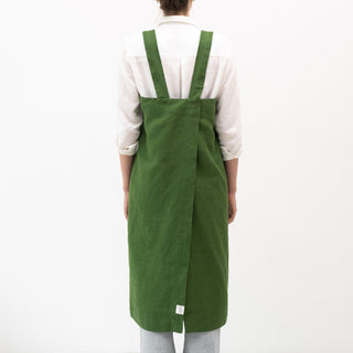 Linen Tales True Green Linen Pinafore Apron - Linen Tales B2B 3