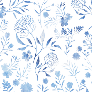 Linen Tales White Botanical Blue Linen Garcon Apron - Linen Tales B2B 