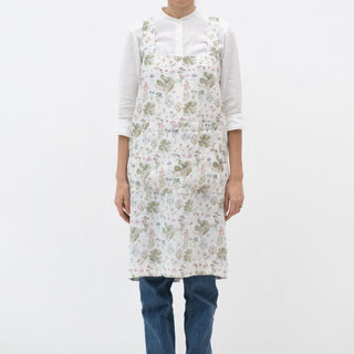 Linen Tales White Botany Linen Pinafore Apron - Linen Tales B2B 