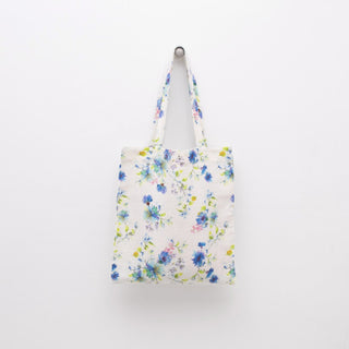 Linen Tales White Flower Linen Tote Bag - Linen Tales B2B 1